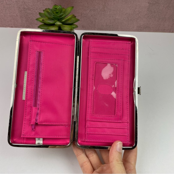 Spartina Daufuskie Island Natural Linen Genuine Leather Geometric Pink Wallet - Picture 8 of 8